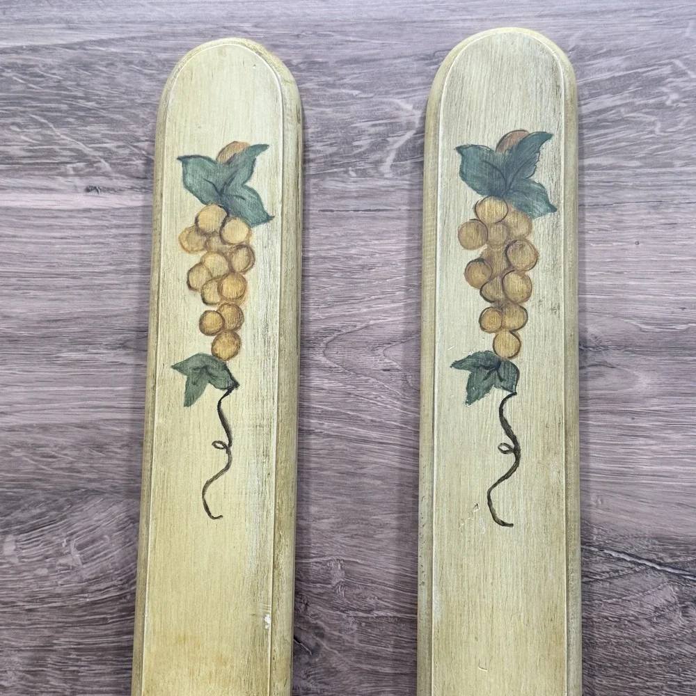 Vintage Hand‎ Painted Wooden Wall Sconces Set of 2 Grapevine Country Cottage